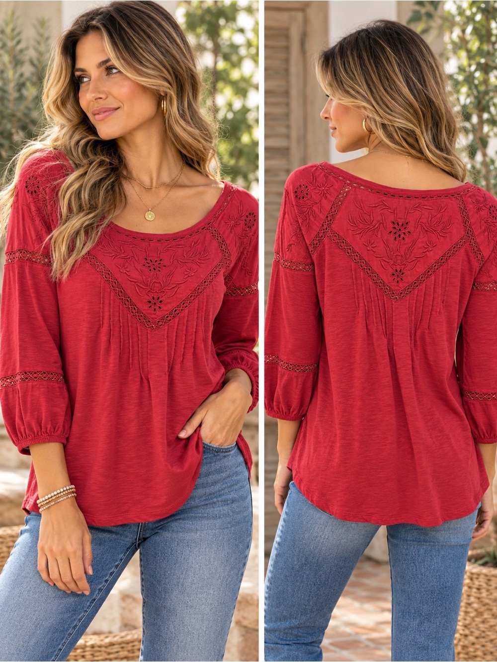 Lauren Ralph Lauren Black Label Embroidered Boho PeasantTop Size XS